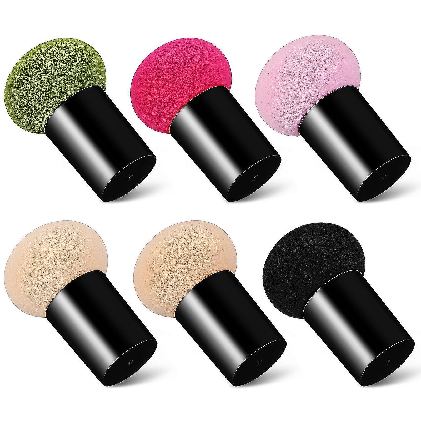 Foundation Sponge with Handle for Makeup Use Precision Control Even Distribution 6pcs Multi Color