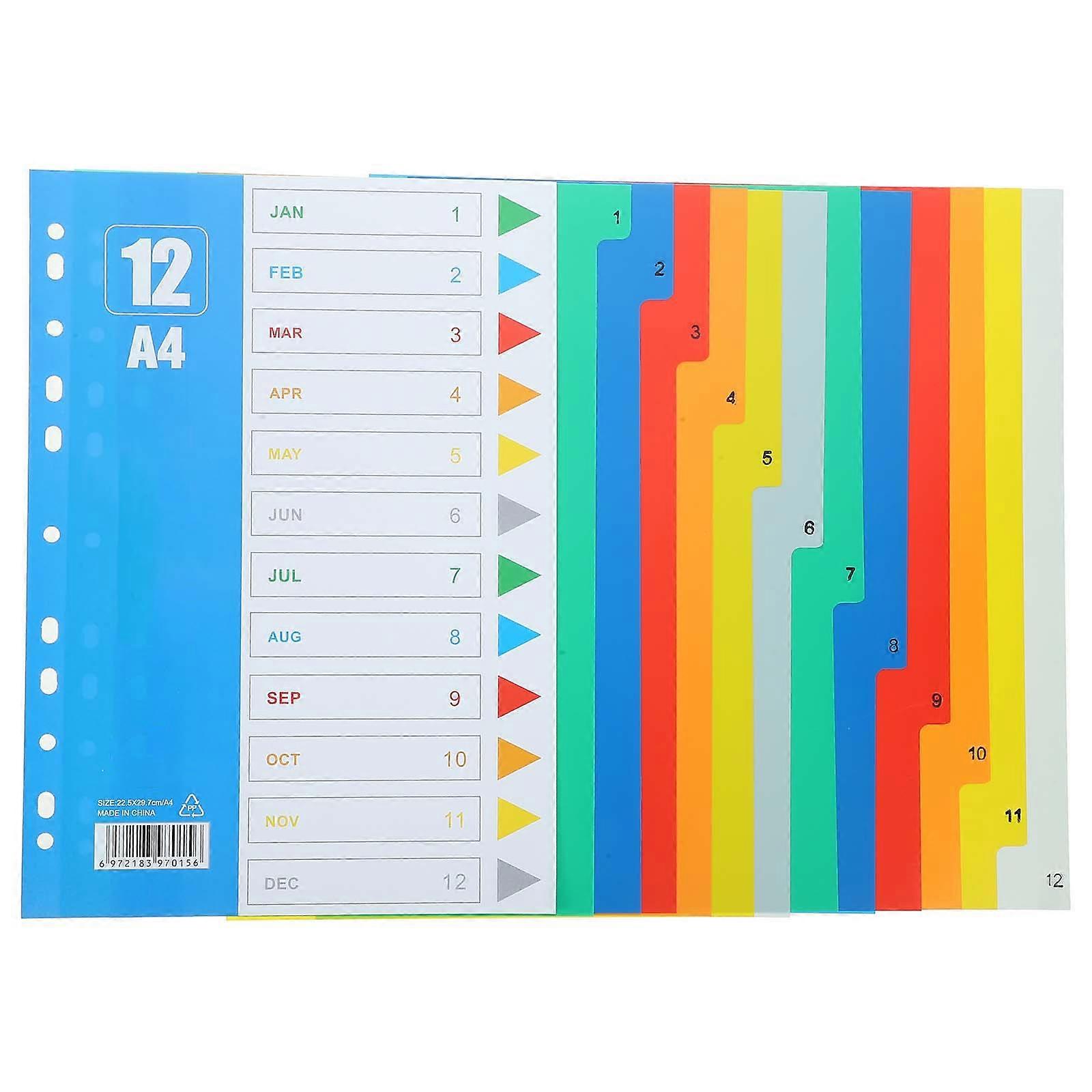 1 Set Household Notebook Dividers Office Tab Dividers Convenient Binder Tabs Book Accessory (Number 1-12)