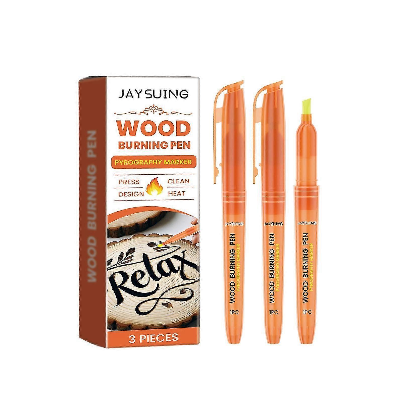 Creative Wood Burning Marker Set - 3 Heat Sensitive Pyrography Pens for Easy, Vibrant Wood and Paper Art | Perfect for Beginners & Professionals