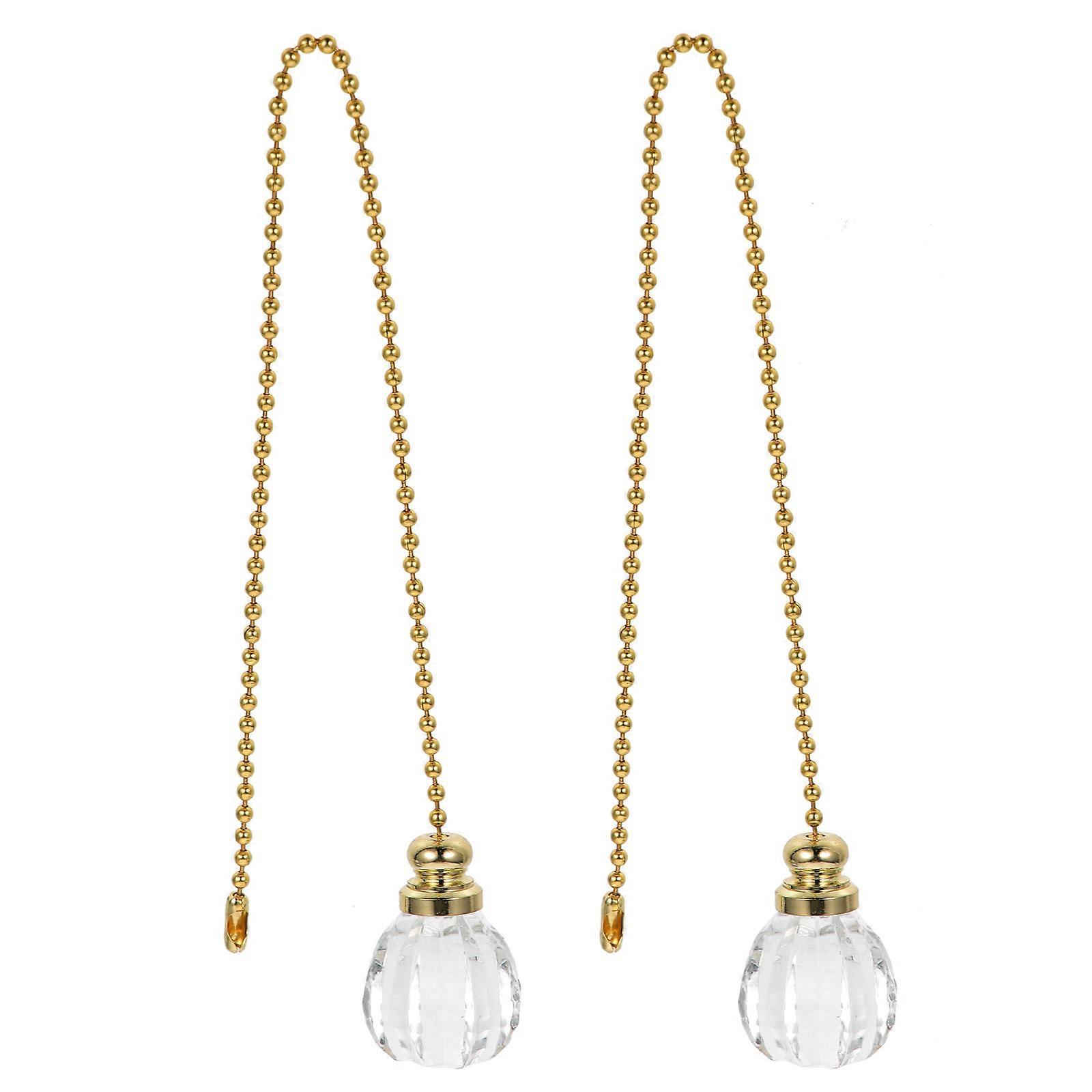 2pcs Crystal Beaded Ball Fan Pull Chain Decorative Extension with Connector