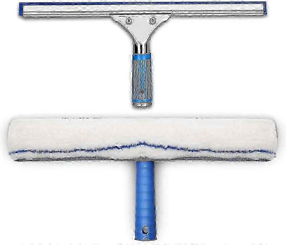 Window Cleaning Kit, Window Squeegee And Microfiber Cloth, Shower Squeegee With Rubber Lip, Window Cleaning Tool, Aquablade Squeegee 35cm -NEW