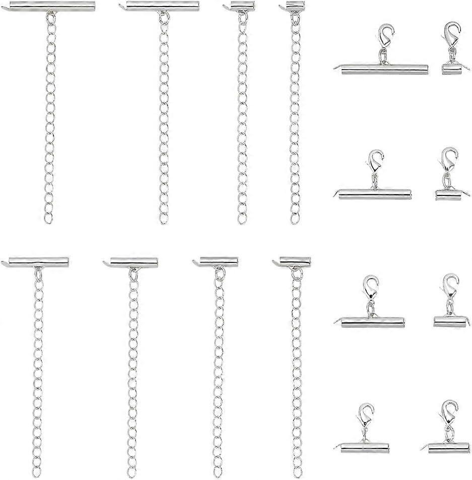 32pcs Slider End Clasps 8 Size Beading Tube Slider End Caps Multylayers Connector Clasp with Lobster Clasp Extender Chain for Necklace Bracelet Jewelr