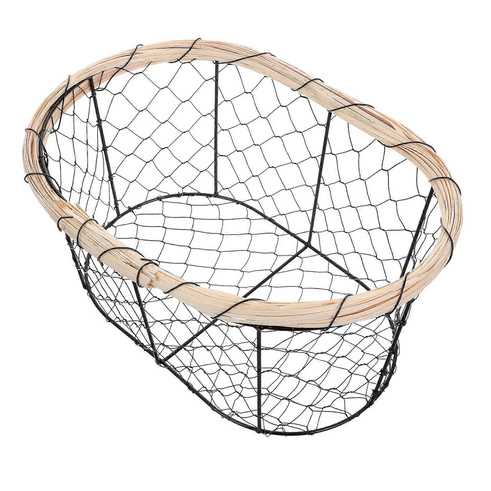 Iron Wire Basket Rustic Bread Basket for Kitchen Fruit and Egg Storage Organizer