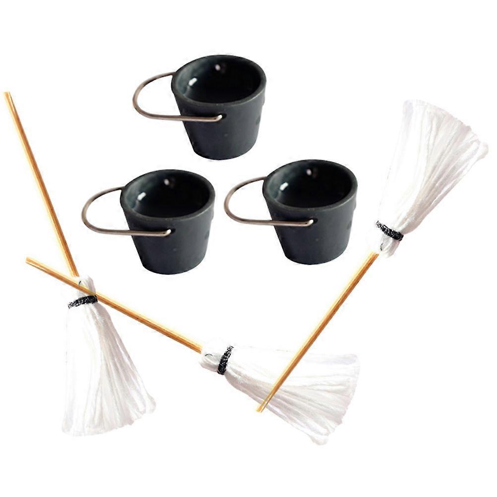 Mini House Decoration Mini Mop Bucket for Cleaning Tool 12Sets Kit