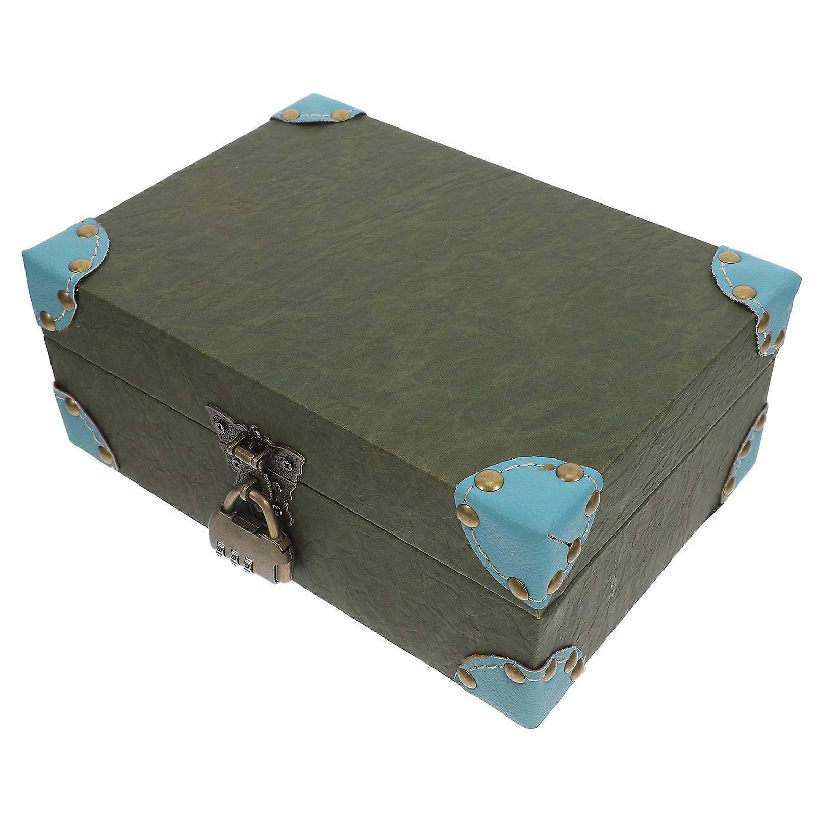 Vintage PU Storage Box with Lock for Home Organization