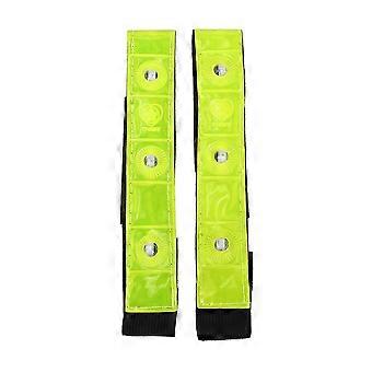 2 x Reflective Band Arm Leg Strap Belt 4 LED Light Cycling Running Jogging