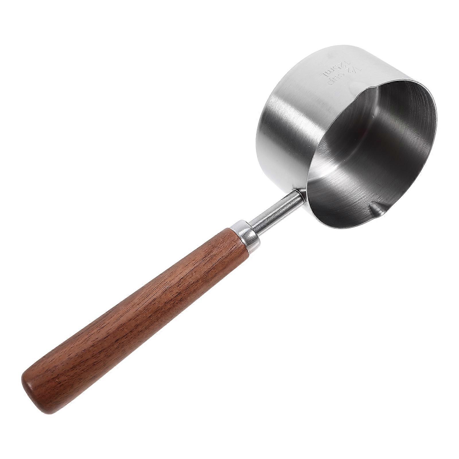 Hundefutter-Messbecher mit Holzgriff und Edelstahlbecher