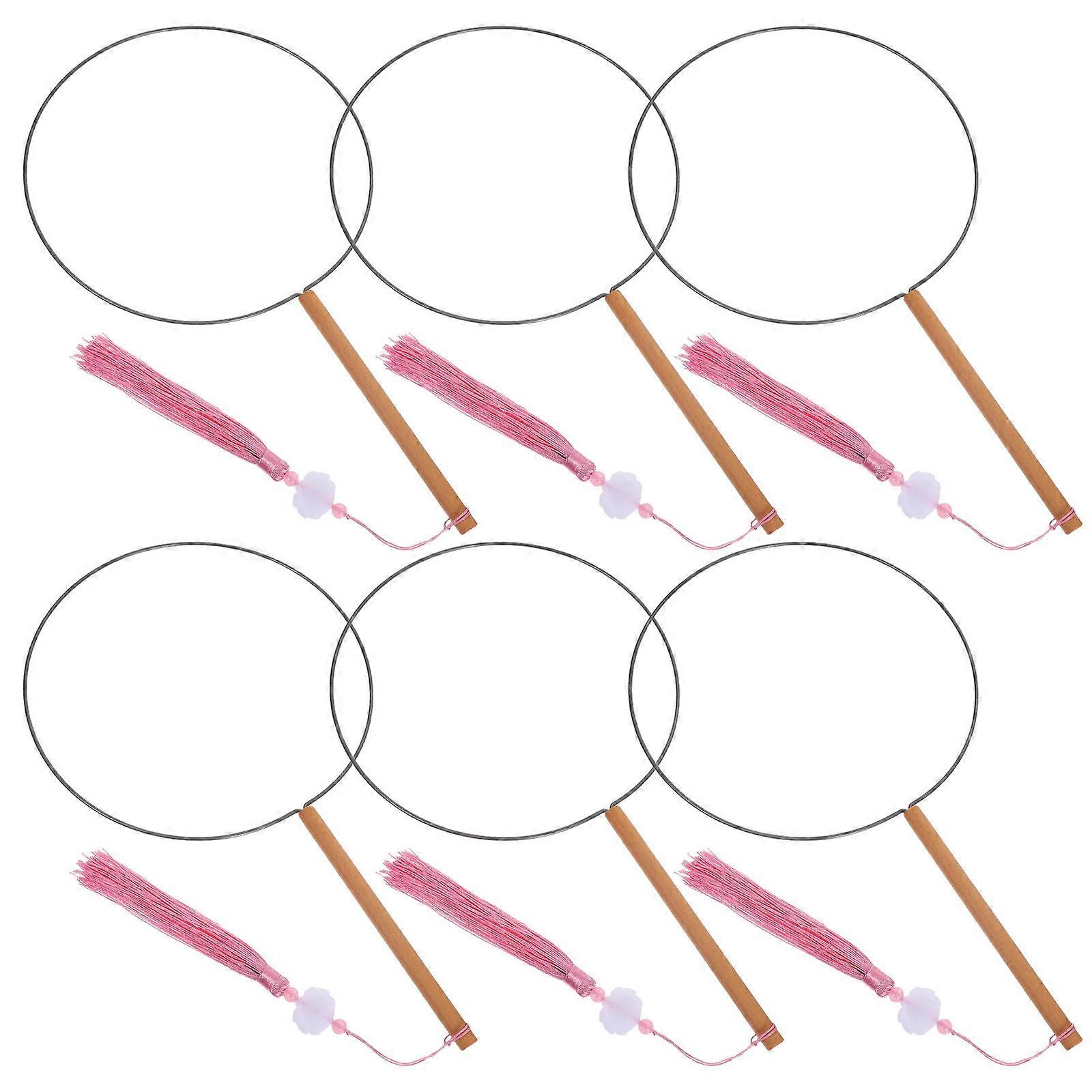 Handmade Hand Fan Frame for DIY Crafting 6Pcs Iron Circular Fan Frames