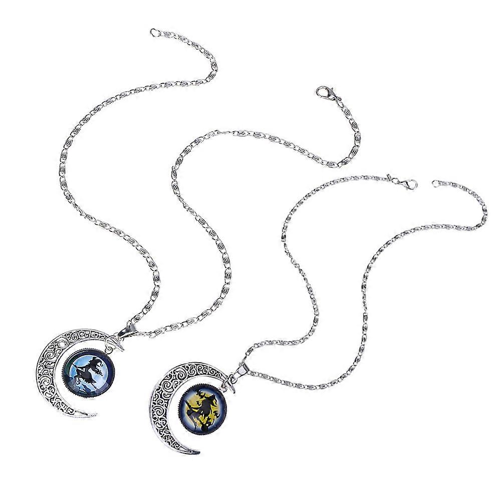 Celestial Moon Modeling Necklace Witch Necklace for Decoration 2Pcs