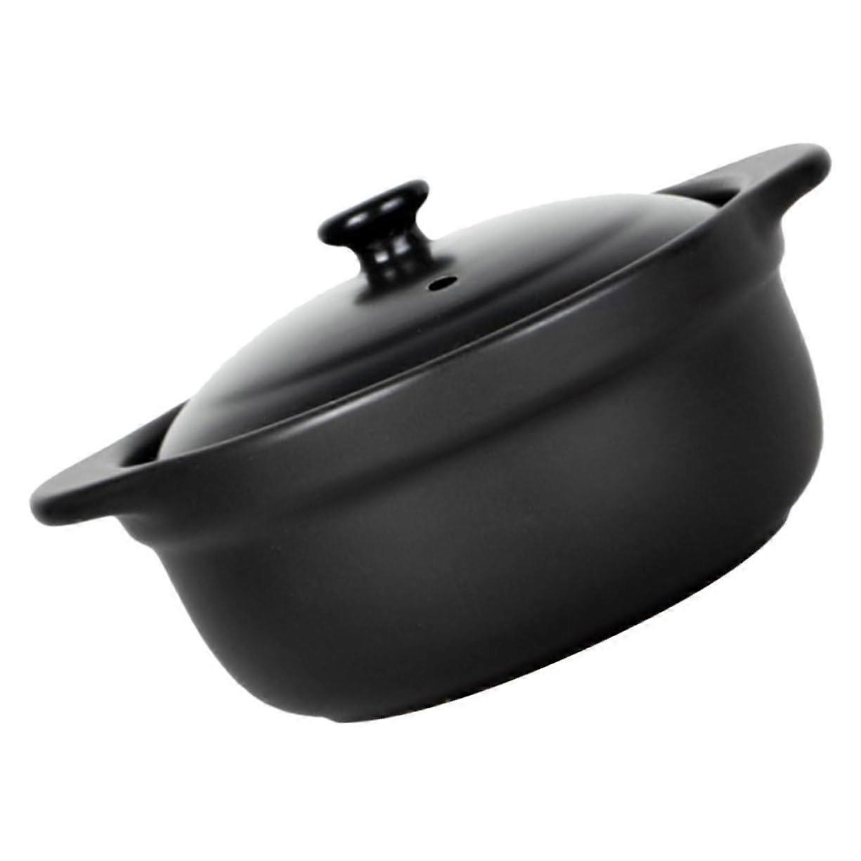 Ceramic Casserole Pot with Lid and Handles for Even Heat Distribution, Nonstick, 24x18x8cm Black