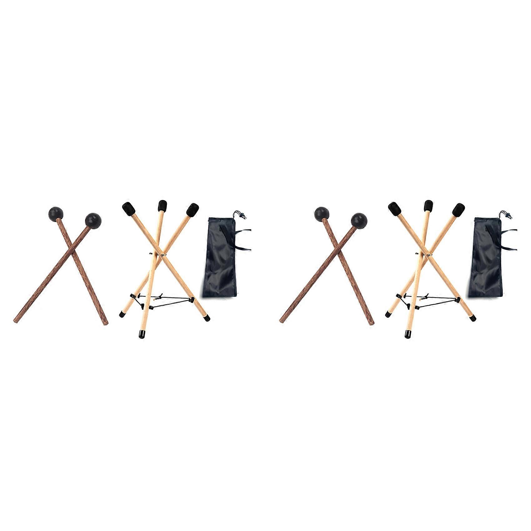 2X Drum Stand Handpan Stand Soild Wood Snare Stand Tripod Structure Drum Holder for 10 to 15 Inch Percussion Instrument