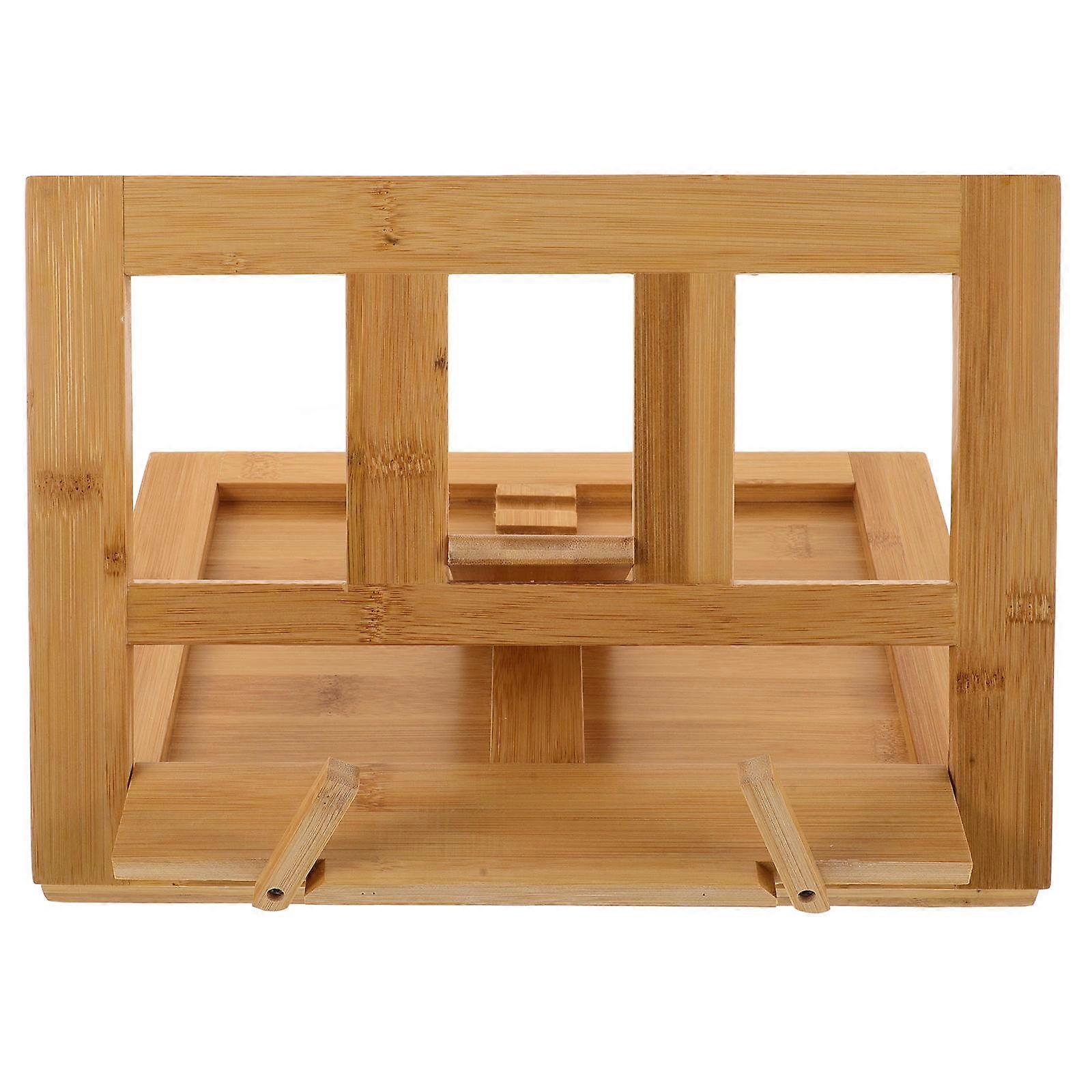 Beige Bamboo Book Holder Music Document Stand for Storage