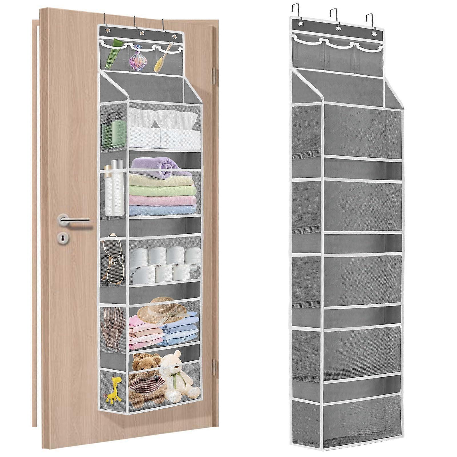 Over the Door Organizer with 5Tier Shoe Storage and 10 Mesh Pockets for Closet or Bathroom