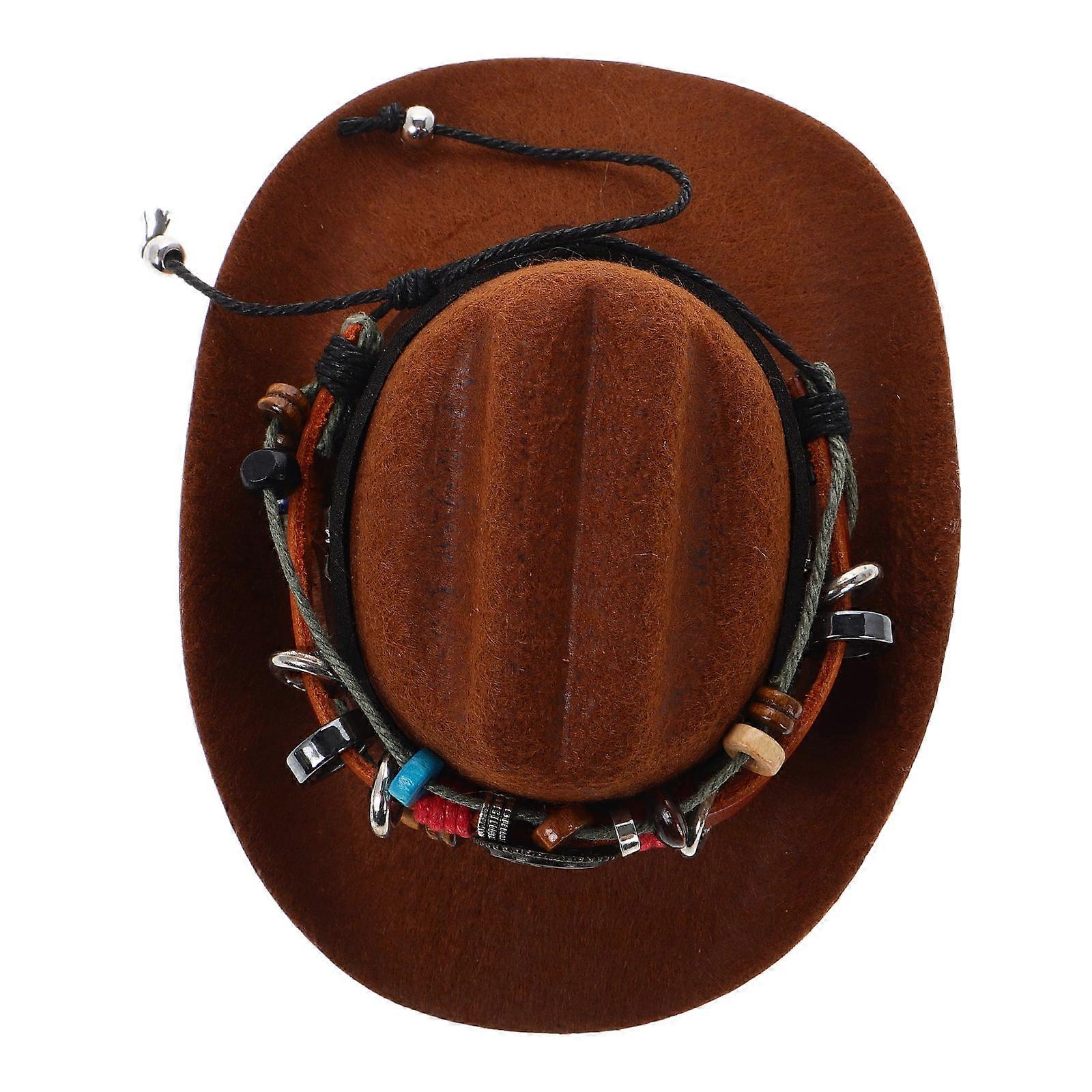 Cowboy Hats Car Charm for Rearview Mirror 2Pcs Handmade Polyester