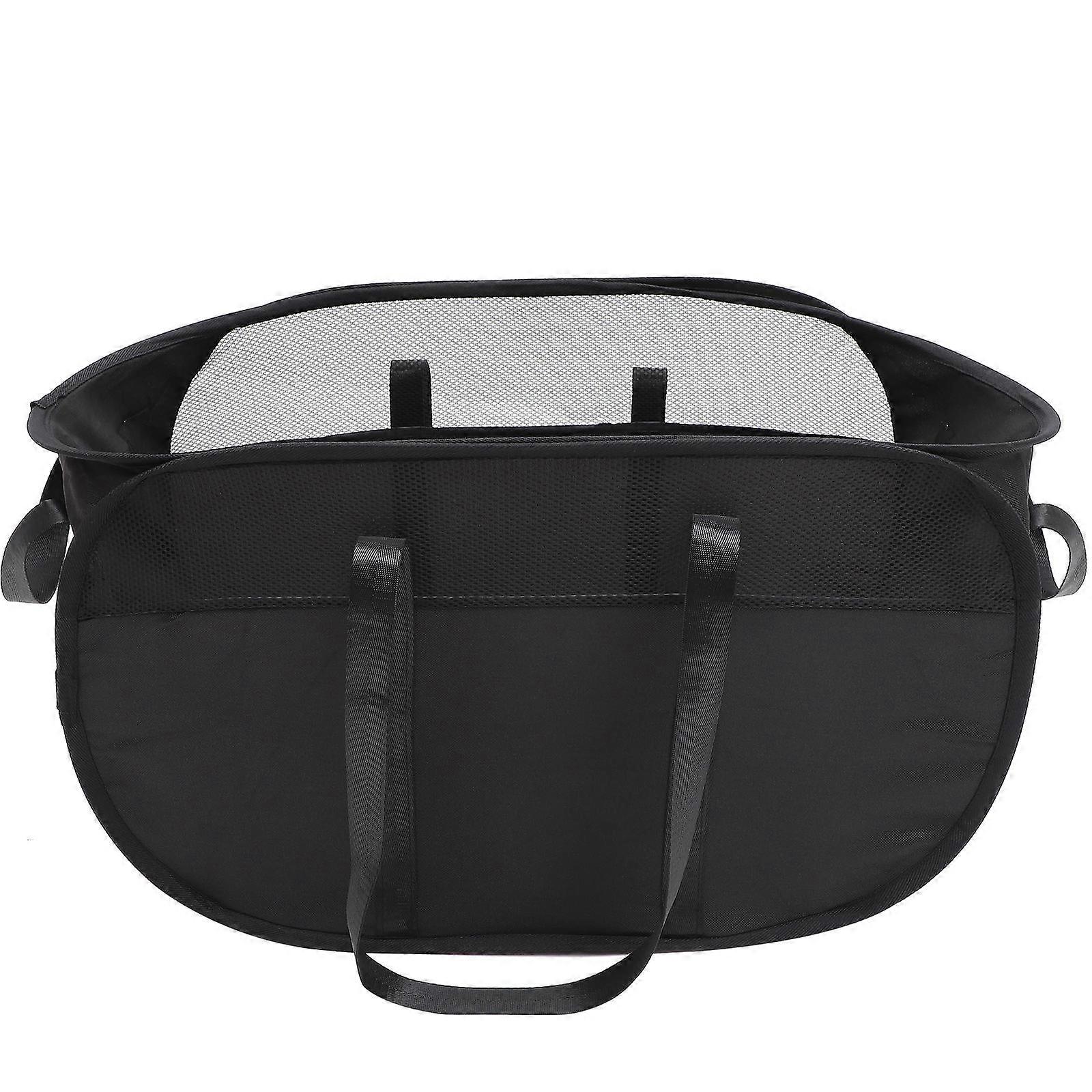 Laundry Hamper 3Pcs Rectangular Portable Storage Basket For Home Outdoor Use Black Cationic Cloth