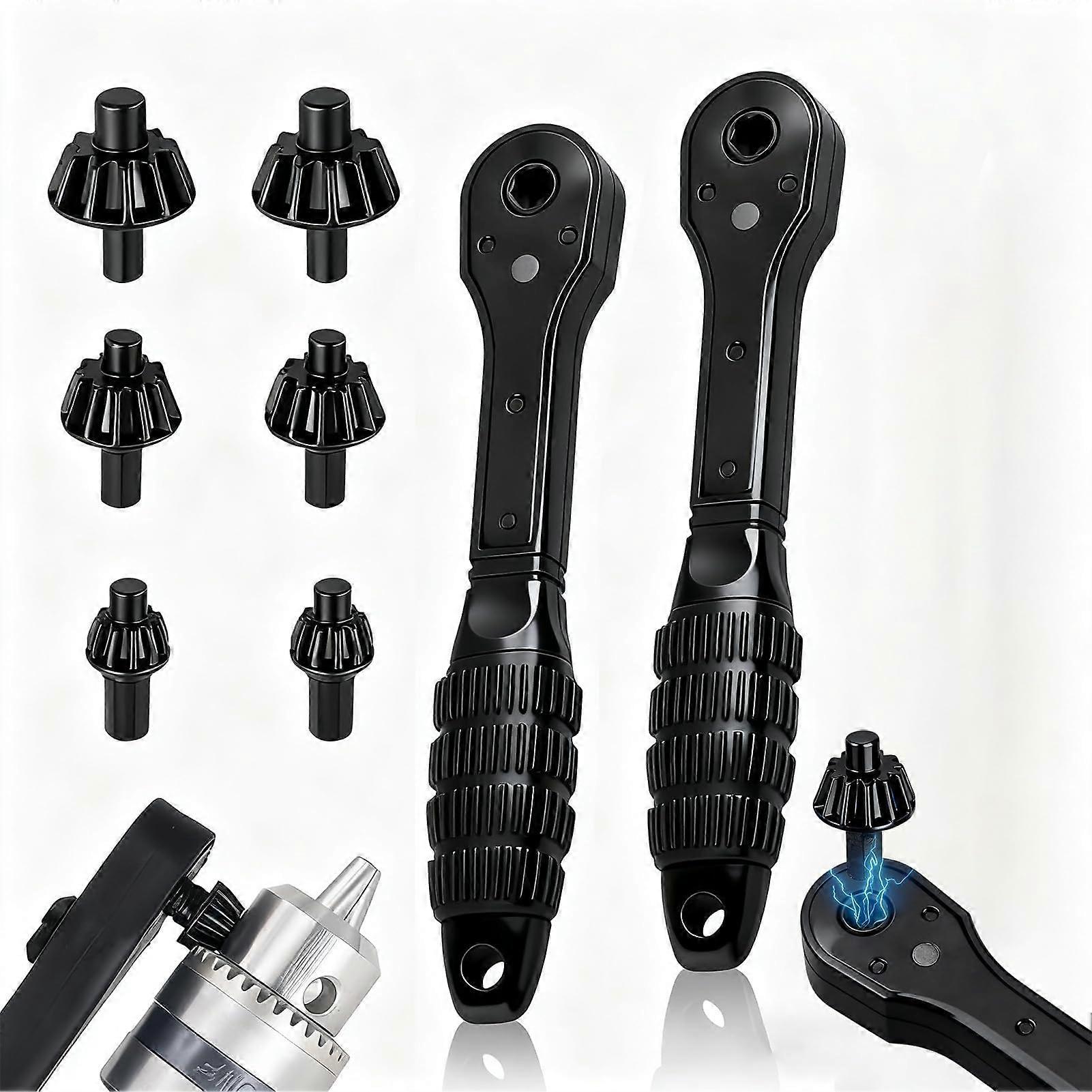 3 in 1 Ratchet Drill Chuck Key Wrench, Universal Double Head for Quick Bit Changes and Power Tools