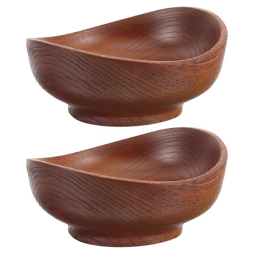 Brown Wooden Serving Bowl for Salad Snacks 2Pcs Kitchen Dining Table