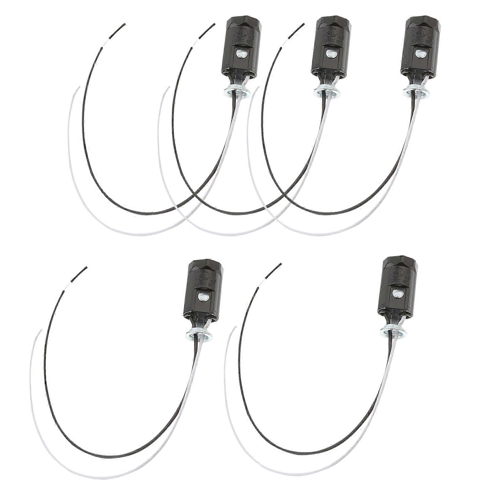 E12 Thread Lamp Holder Ceiling Light Holder for Lamp Use 5Pcs Black