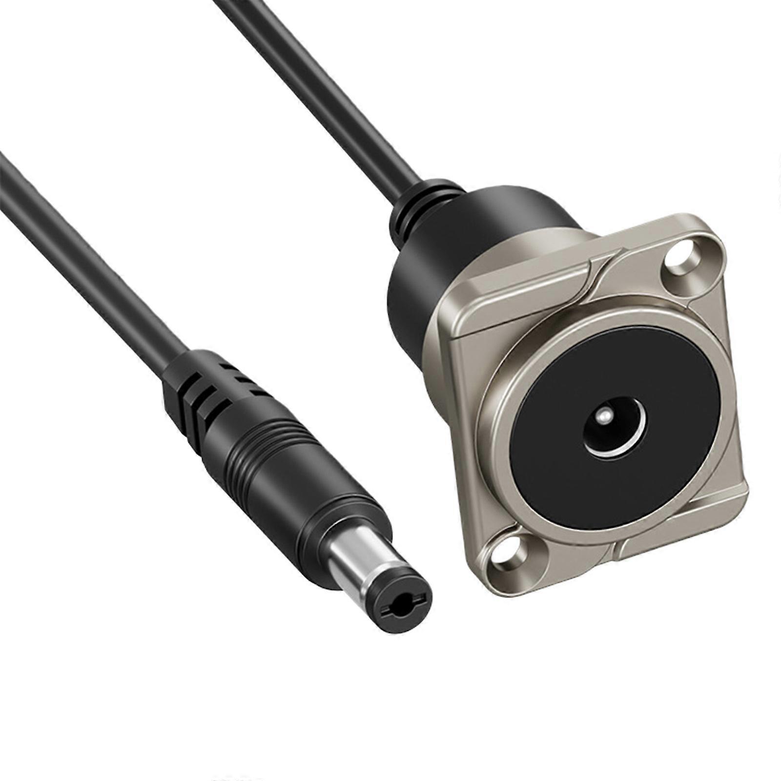 DC5.5x2.1mm Female to Male Power Panel Socket Mount Secure Mount for Easy Electronics Connection DC5521 Extension Cable  silver