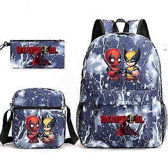Deadpool & Wolverine Skoletaske Rygsæk Penalhus Skuldertaske Tredelt Sæt _16 25-26