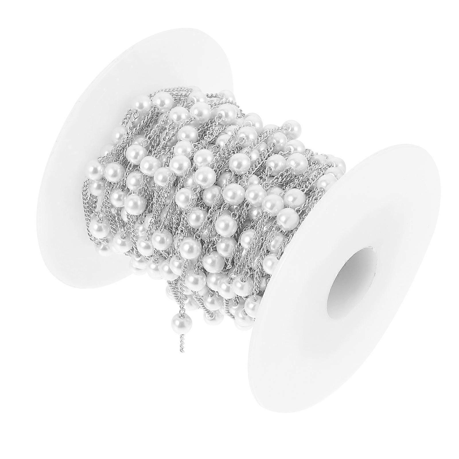 Pearl Chain Jewelry Making Material for Decoration 1 Roll Silver
