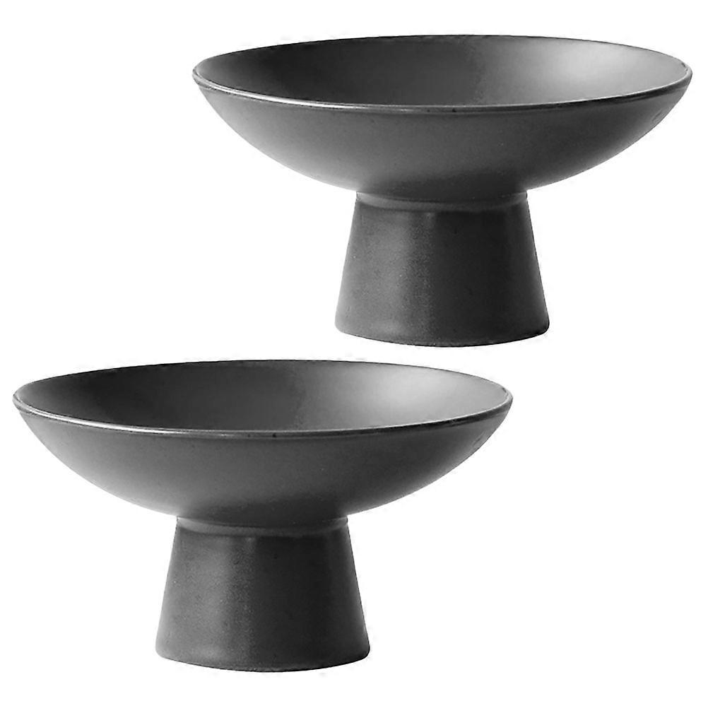 Black Ceramic Fruit Bowl Dry Fruit Plate for Storage Use 2Pcs Set