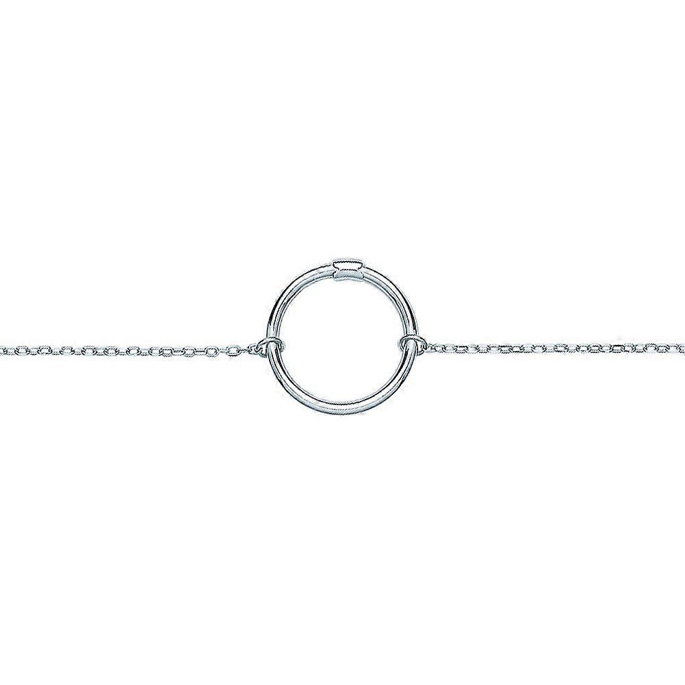 Jewelco London Ladies Sterling Silver Carrier Hoop Charm Bracelet