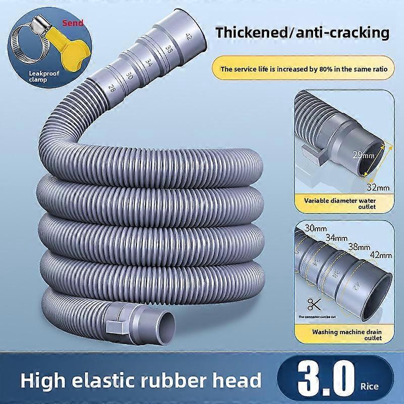 3m/4m/5m Universal Washing Machine Dishwasher Drain Hose Kit with Fixed Plug Thickened Extension Pipe