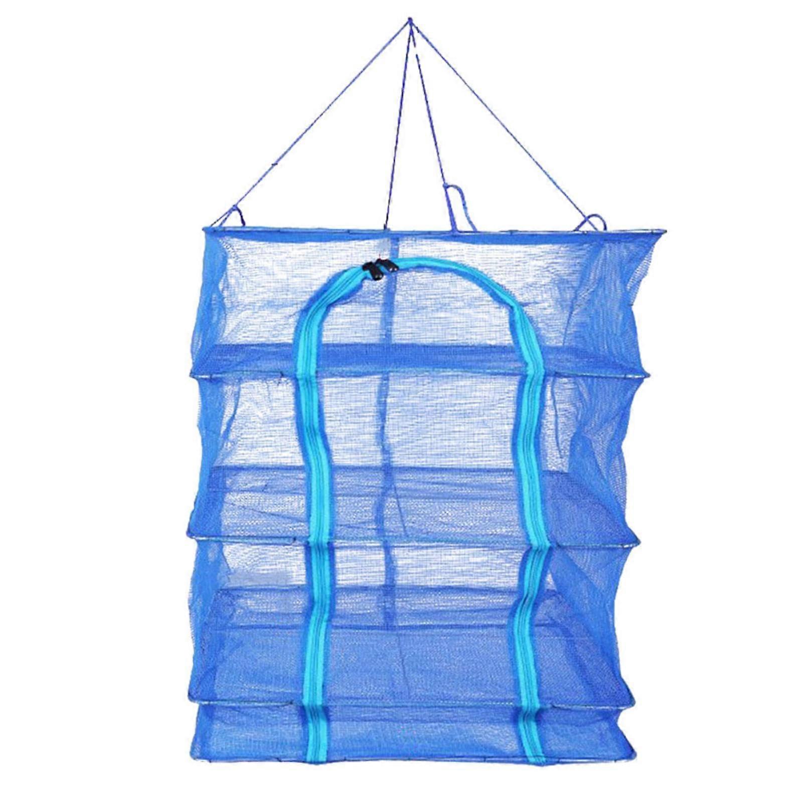 4 Layer Foldable Hanging Drying Rack Mesh Net for Fish Vegetables Herbs Seafood Storage