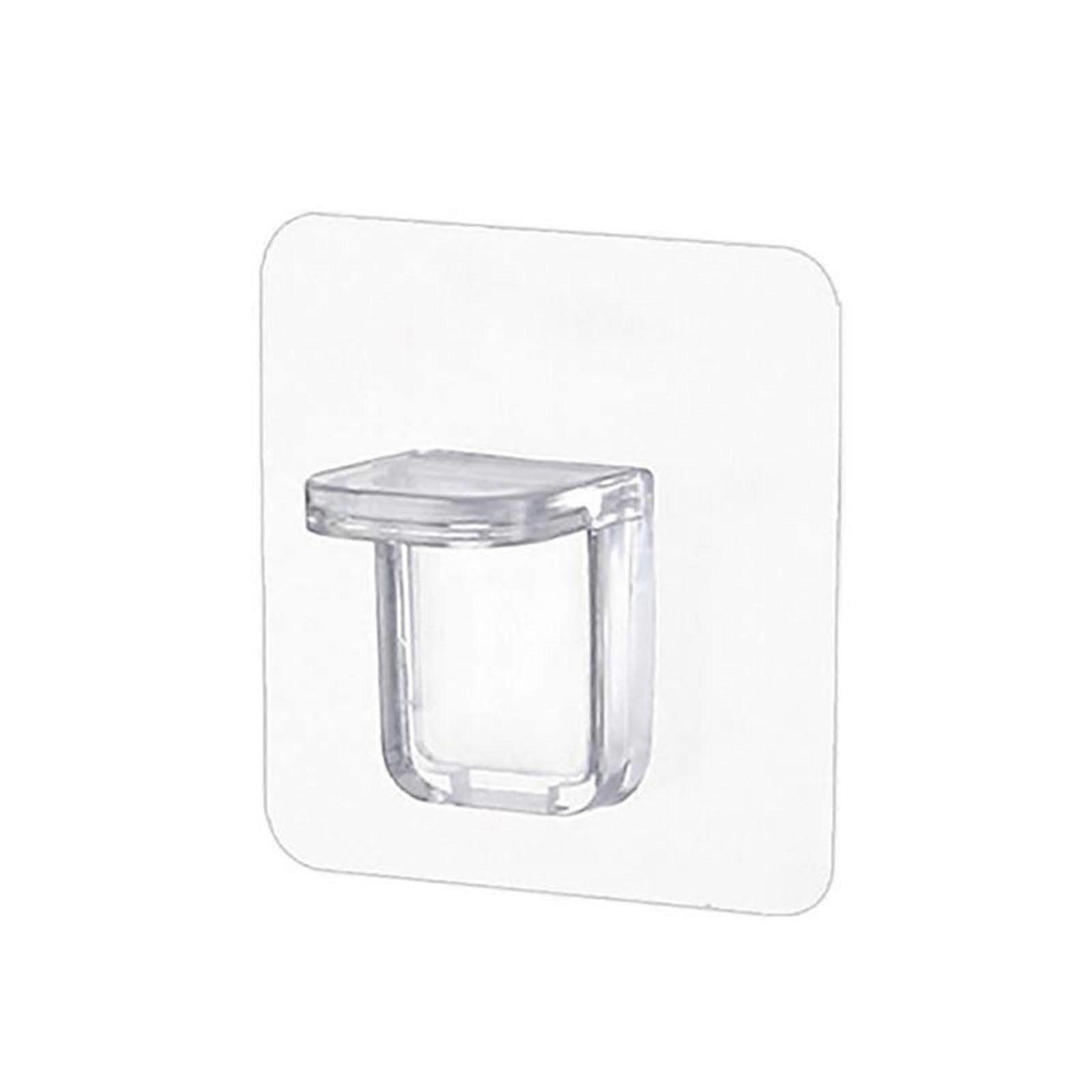 Adhesive Wall Shelf Bracket Set 5pcs Punch Right Angle Support Clear NoDrill Transparent Hooks