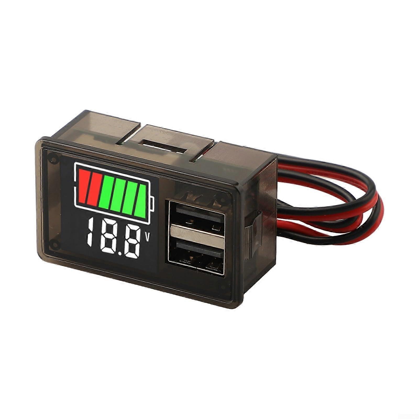 Digital Volt Meter with Dual USB Fast Charging, RealTime 12V24V Voltage Display and PowerOff Memory