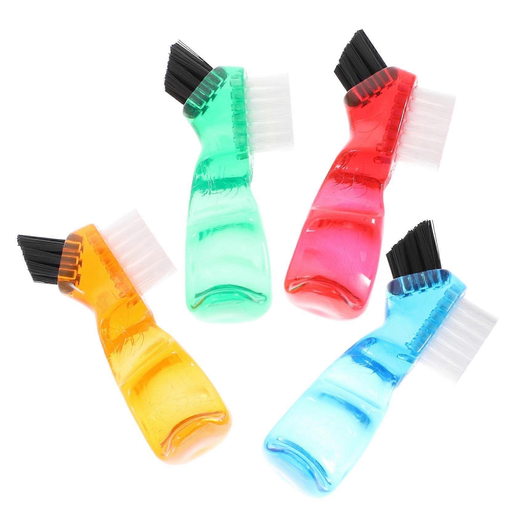 4Pcs Double Sided Denture Cleaning Brush with Precise Head and Ergonomic Handle for Travel