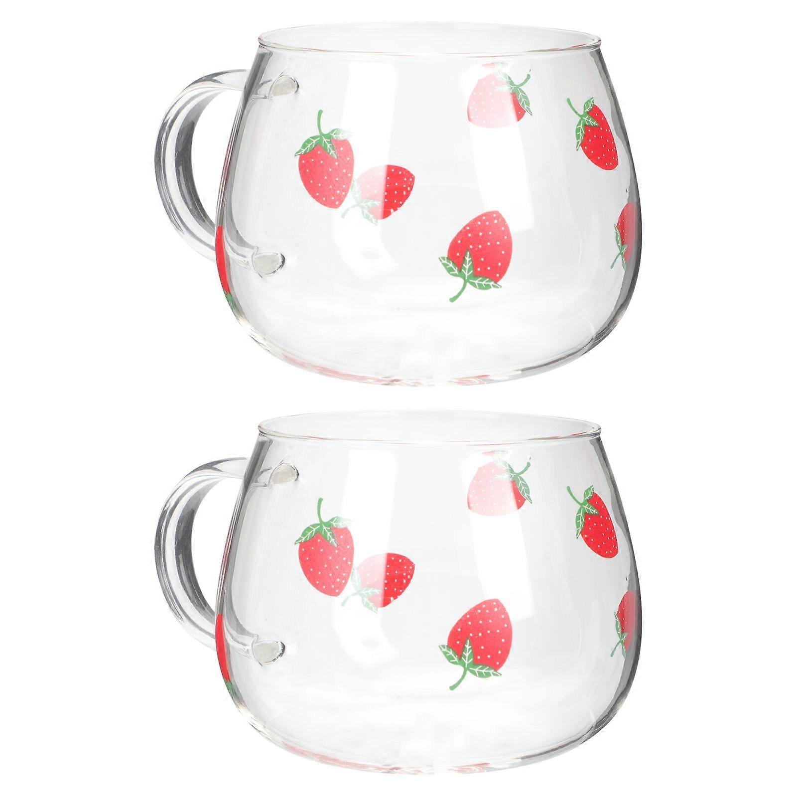 2pcs Creative Strawberry Pattern Water Cups Decorative Milk Cups Water Containers