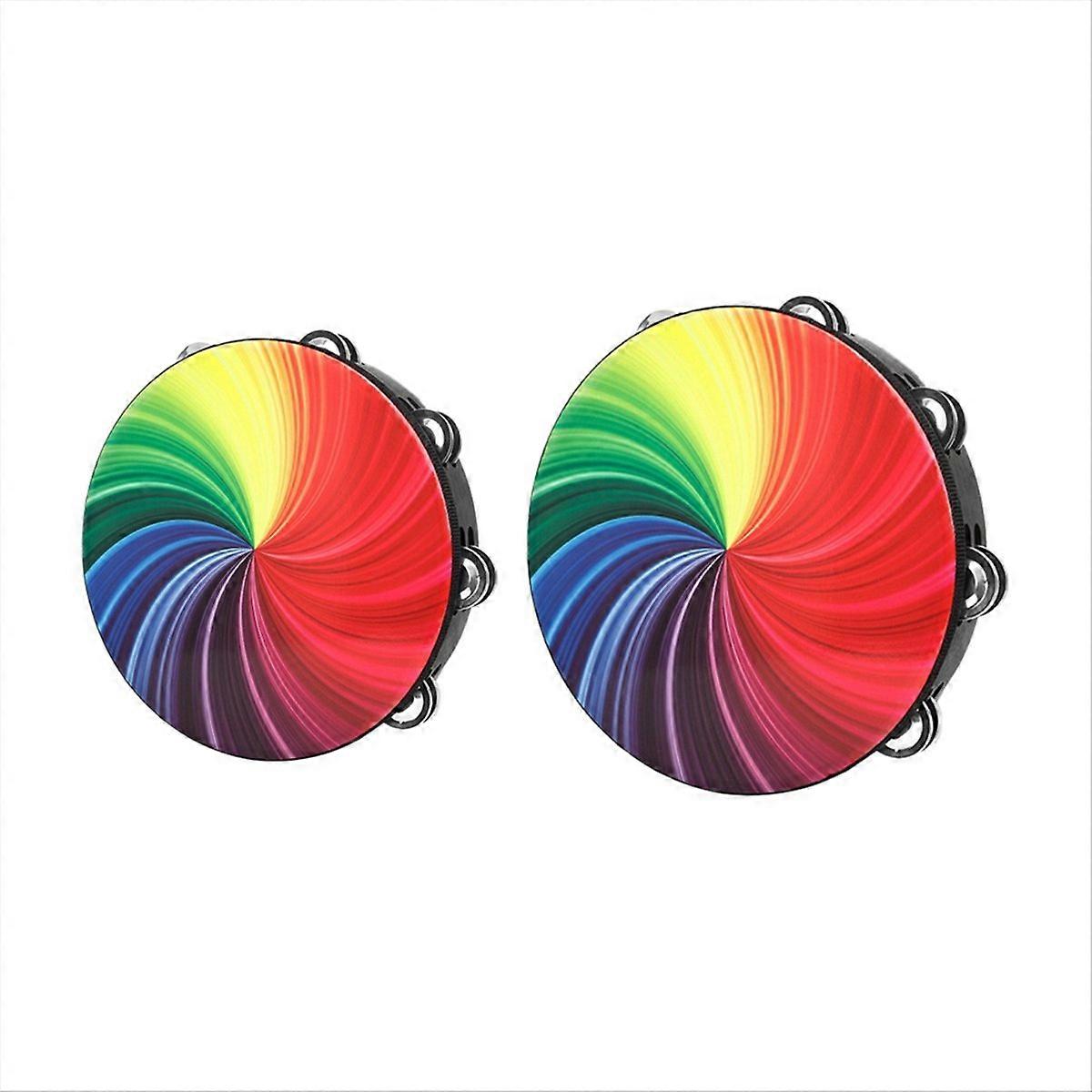 2Pcs Orff Percussion Instrument Hand Drum 10in+8in for Kid Dance Prop