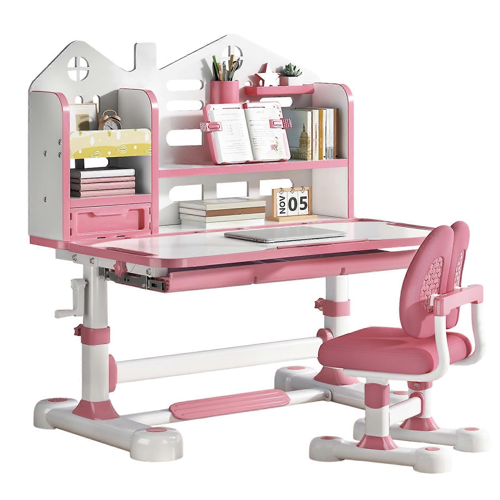 Hand Crank Height Adjustable Study Table with Drawer for Kids