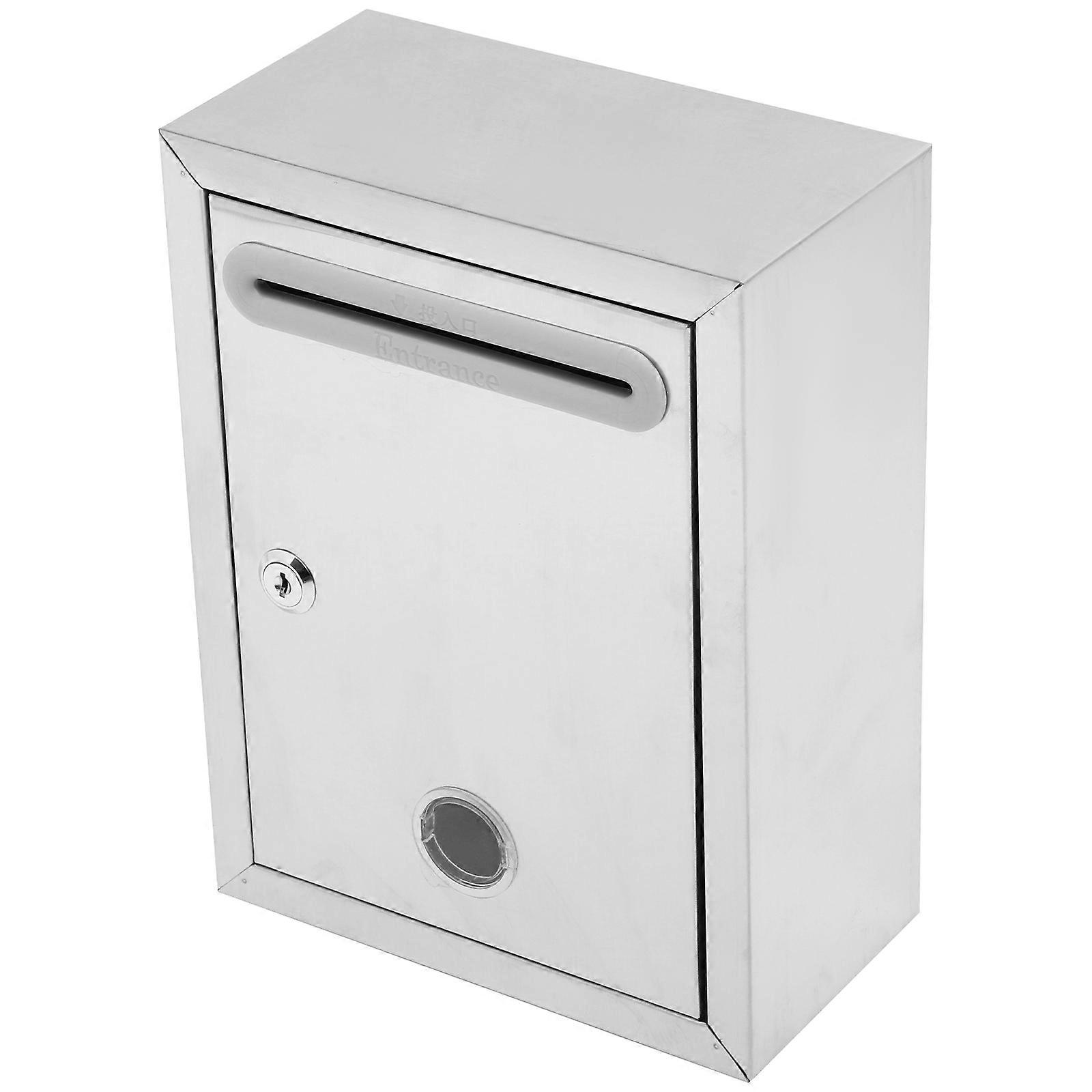 Wall Mount Mail Box for Storing with Lock Silver Stainless Steel