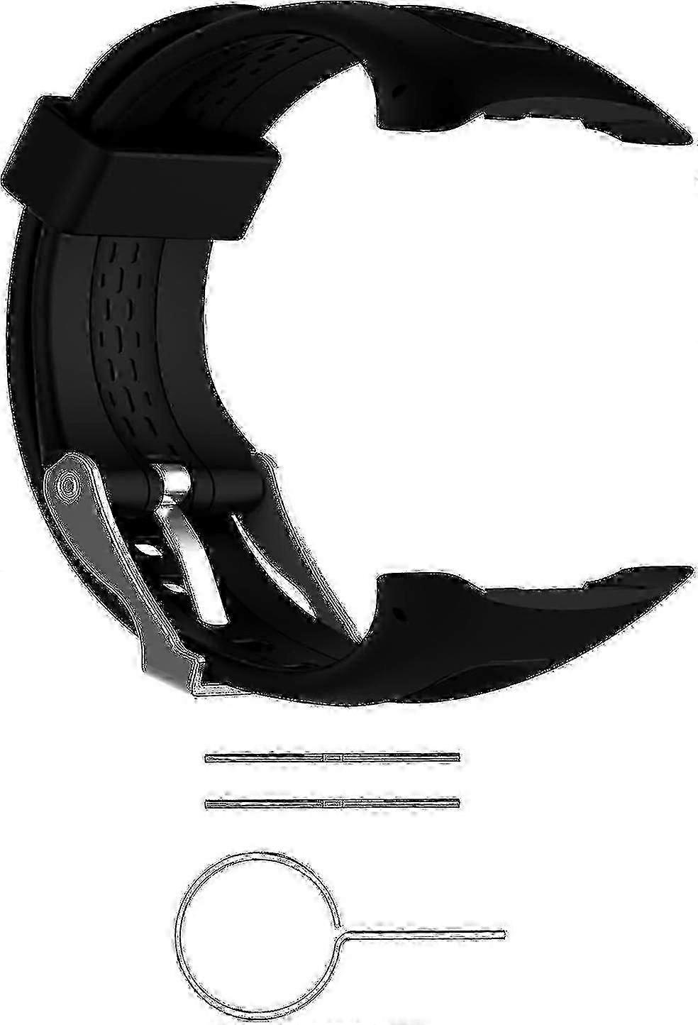 Replacement silicone strap for Garmin Forerunner 10/15 - Black large wristband eing