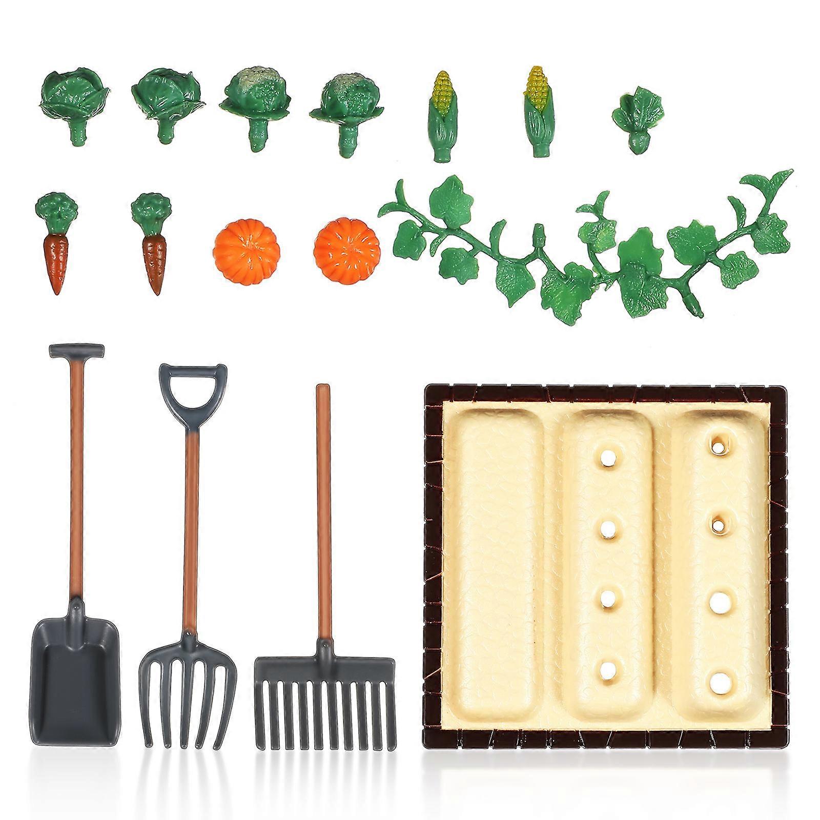 1 Set Mini Landscape Models Vegetable Field Scene Model Mini Farm Tool Models