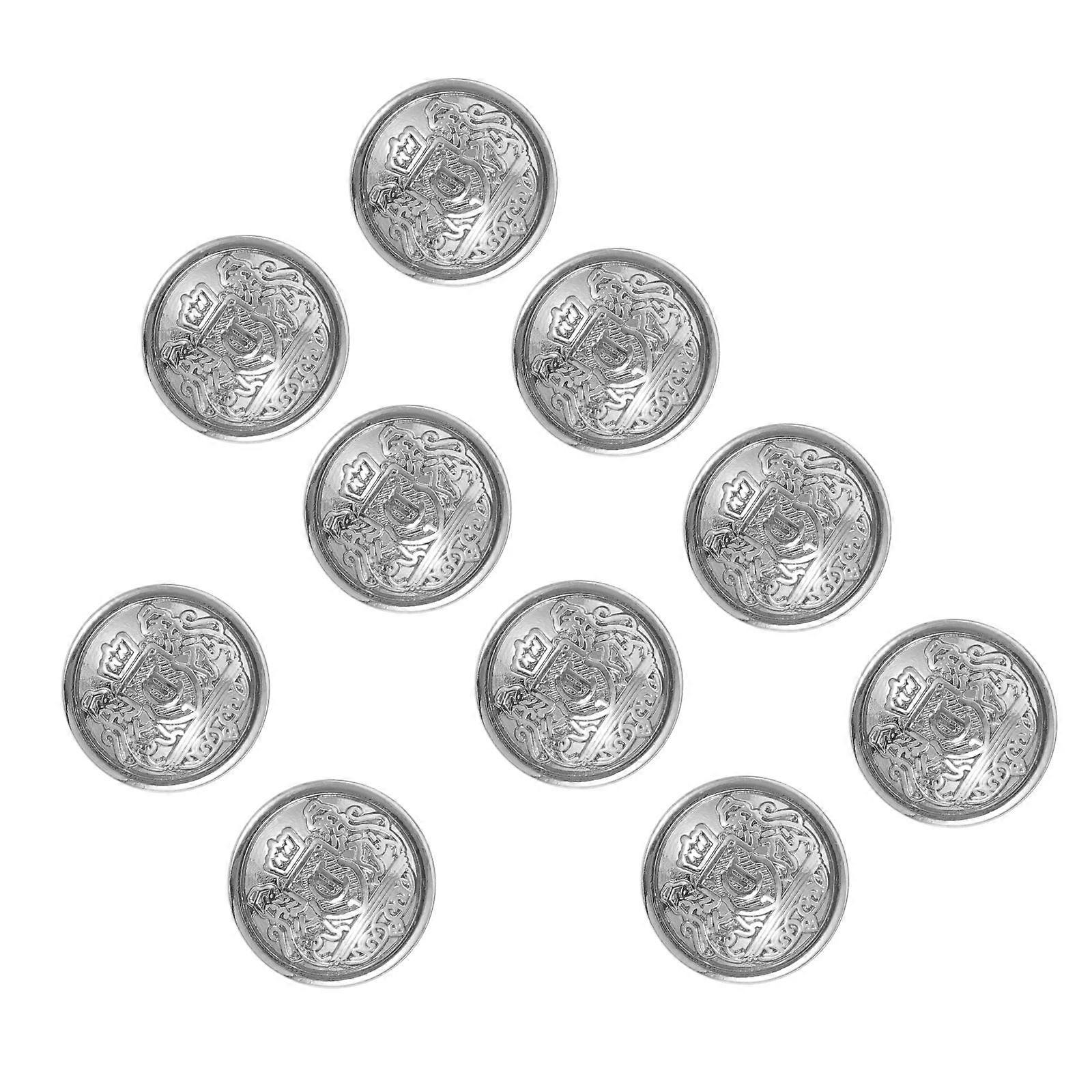 Simple Cufflinks Silver Metal Button for Wedding Coat 10Pcs
