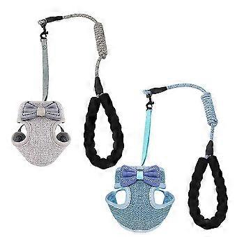 Sangle de poitrine pour chat avec nœud papillon, type gilet, pour harnais ajustable, gris