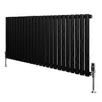 Oval Single Column Radiator 600mm x 1440mm & TRV Chrome Valves Modern Designer Single Panel Central