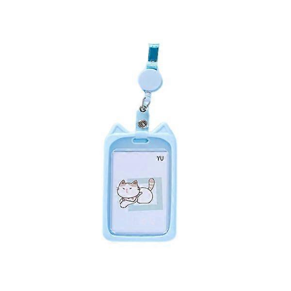 ID Badge Holder with Extendable Strap Blue