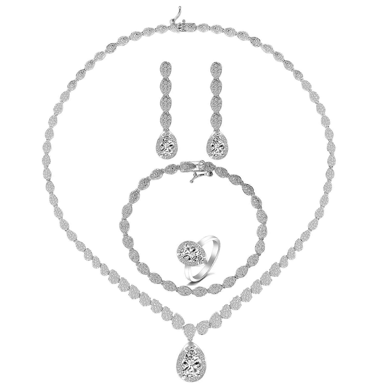 Gentle Silver Zircon Set Brightening and Versatile Accessories