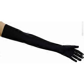 Fashion Matte Satin Opera Length Gloves, Black