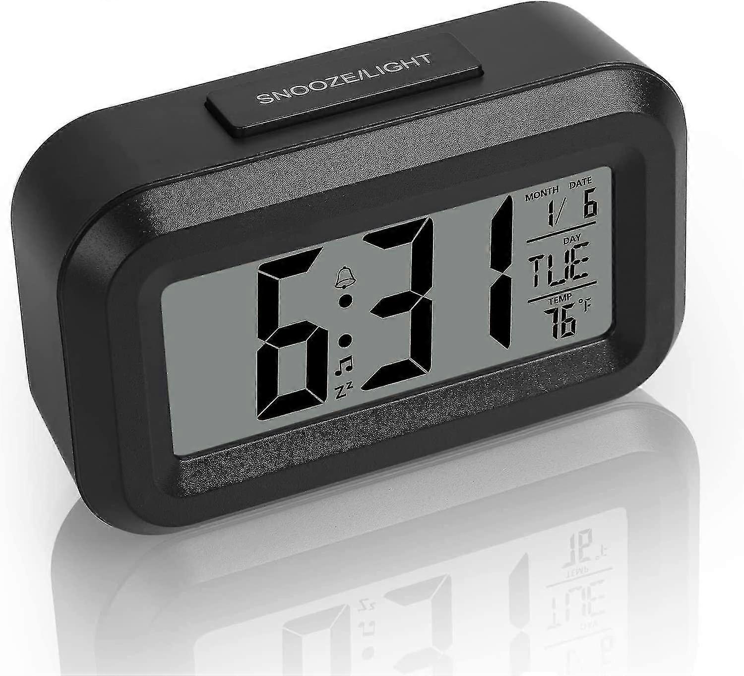 Digital Alarm Clock with Temperature, Date, Timer, Snooze, Multi-Language Support - Easy to Set & Read