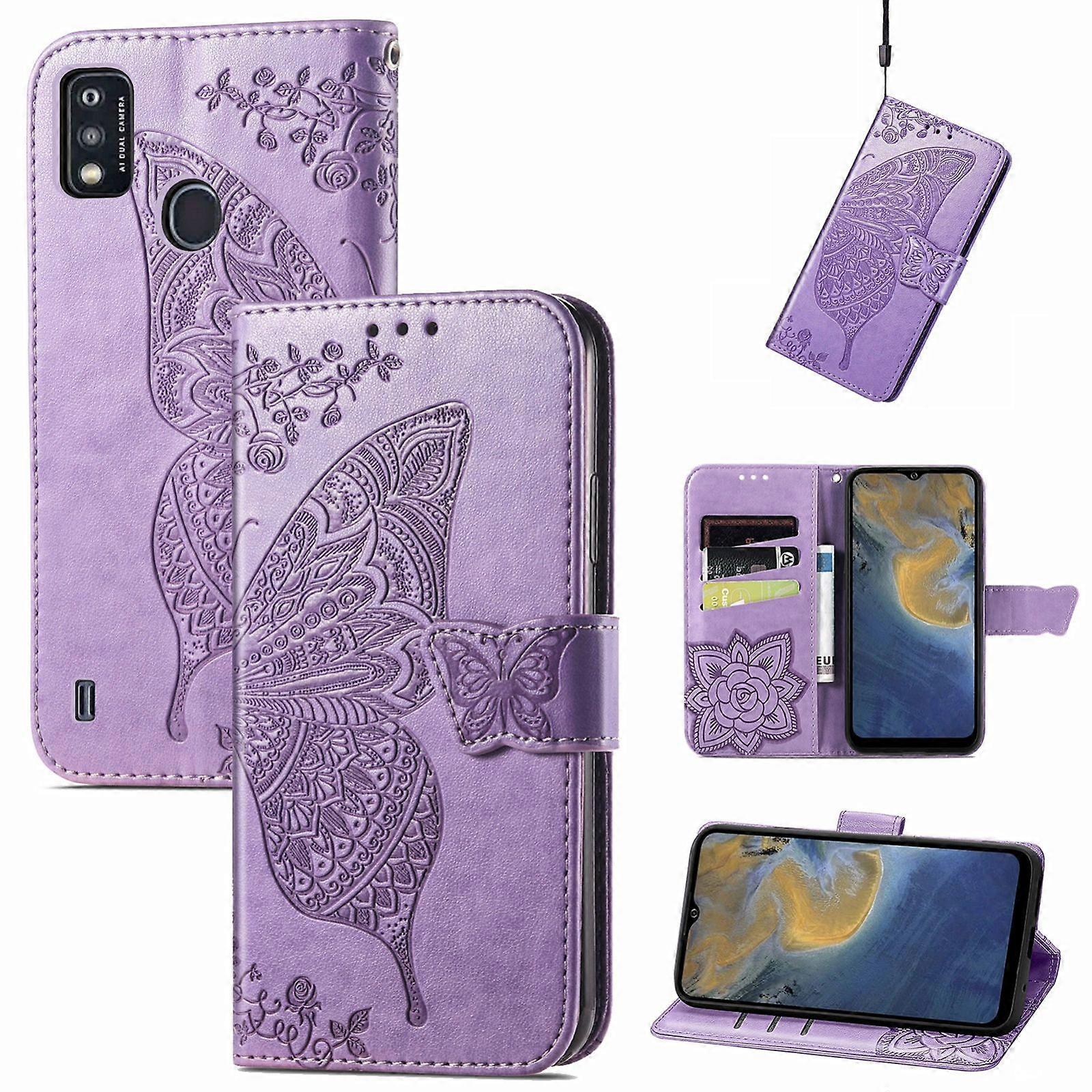 Estuche de PU Butterfly Love Flowers para ZTE Blade A51