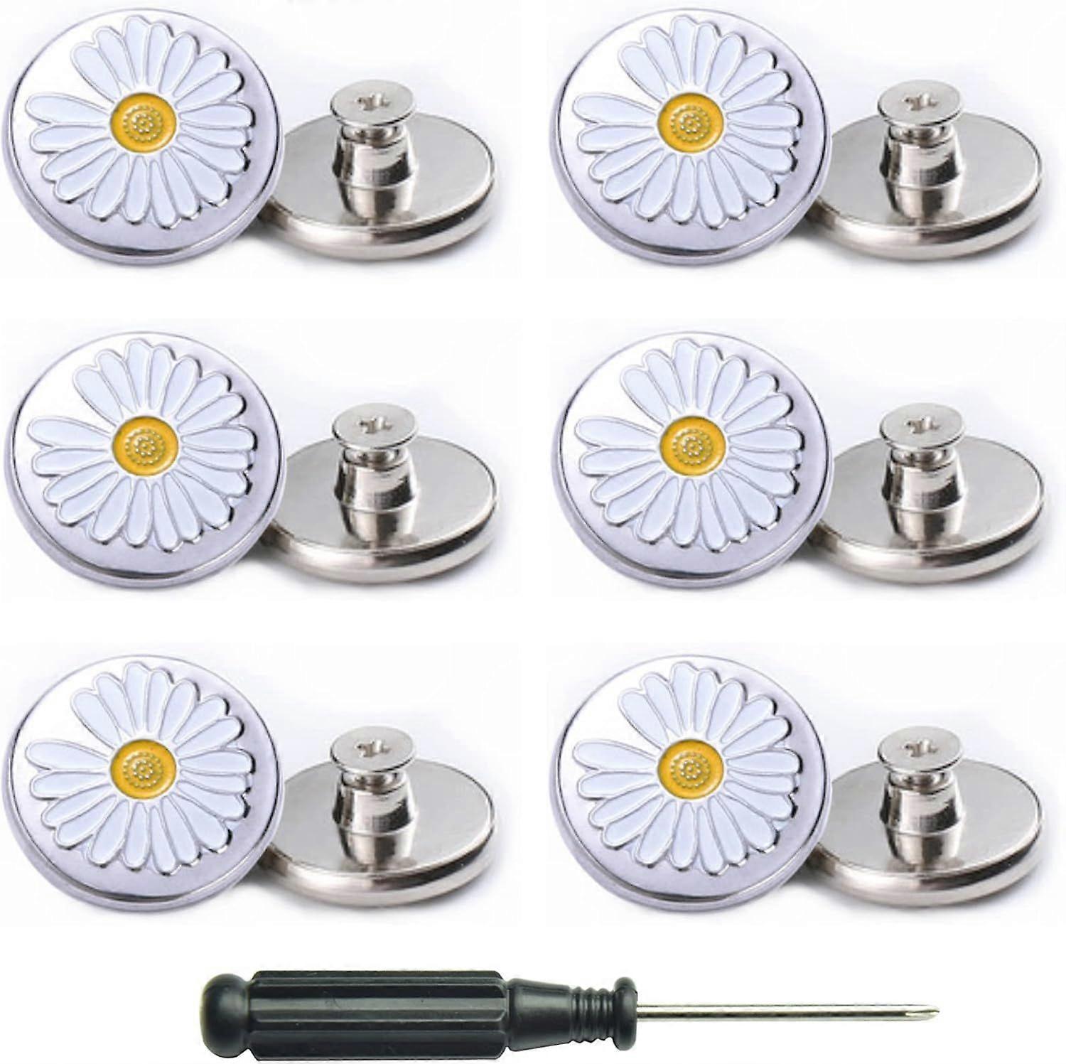 12Sets Replacement Jean Button No Sew Screw Buttons, 20mm Removable Adjustable