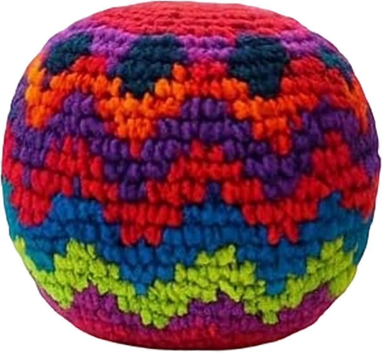 Colorful Hand-Knit Footbag, Durable Crocheted Hacky Sack with Assorted Patterns