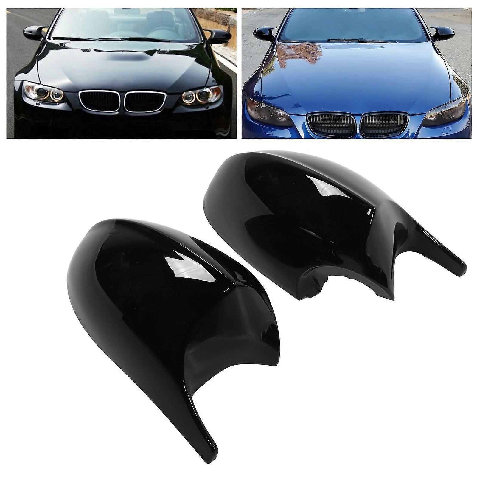 Pair Rear View Side Mirror Cap Protective Case Glossy Black Fit for E90 E91 E92 E93