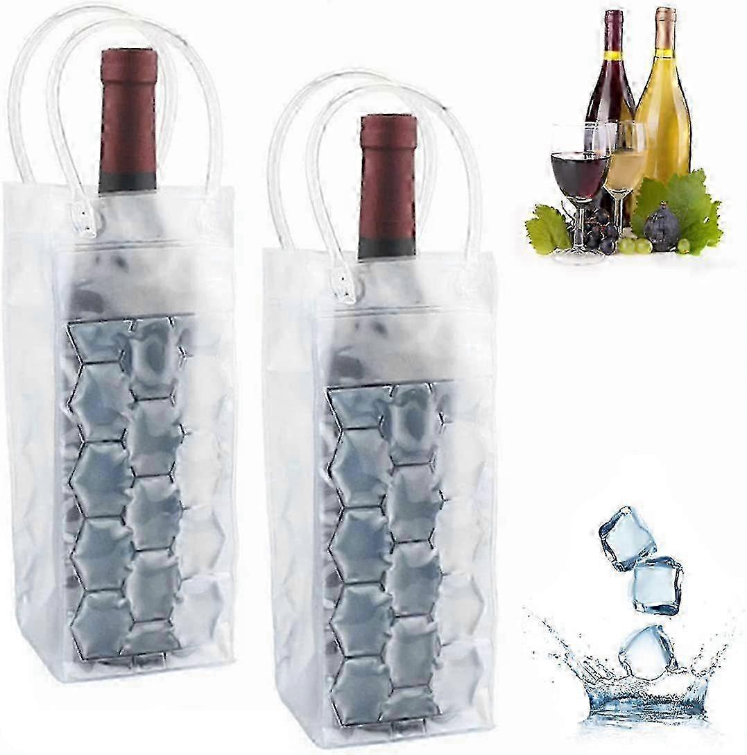 Gelispåse för vinflaskor, 2-pack, vit PVC-ispåse, kyld tygpåse för vinflaskor
